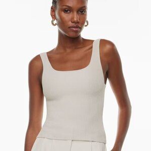Babaton Sculpt Knit Squareneck Medium Tank in Matte Pearl